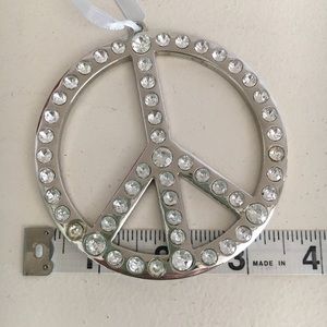 Peace Sign w/ Crystals Ornament - peace sign
